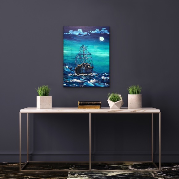 Acrylic Ocean Artwork on wood - Picture 1 of 8